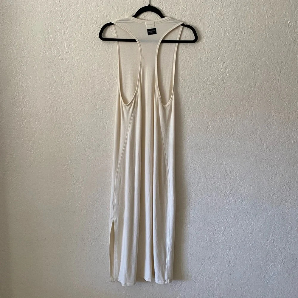 Rag & Bone Sydney Tank Dress Size M Cream Backless Maxi Slits The Row Inspired